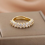 Adjustable White Zirconia Ring in Gold