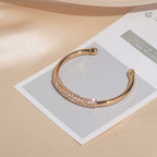 Women's Open Cuff Adjustable Bracelet Studded With Crystals