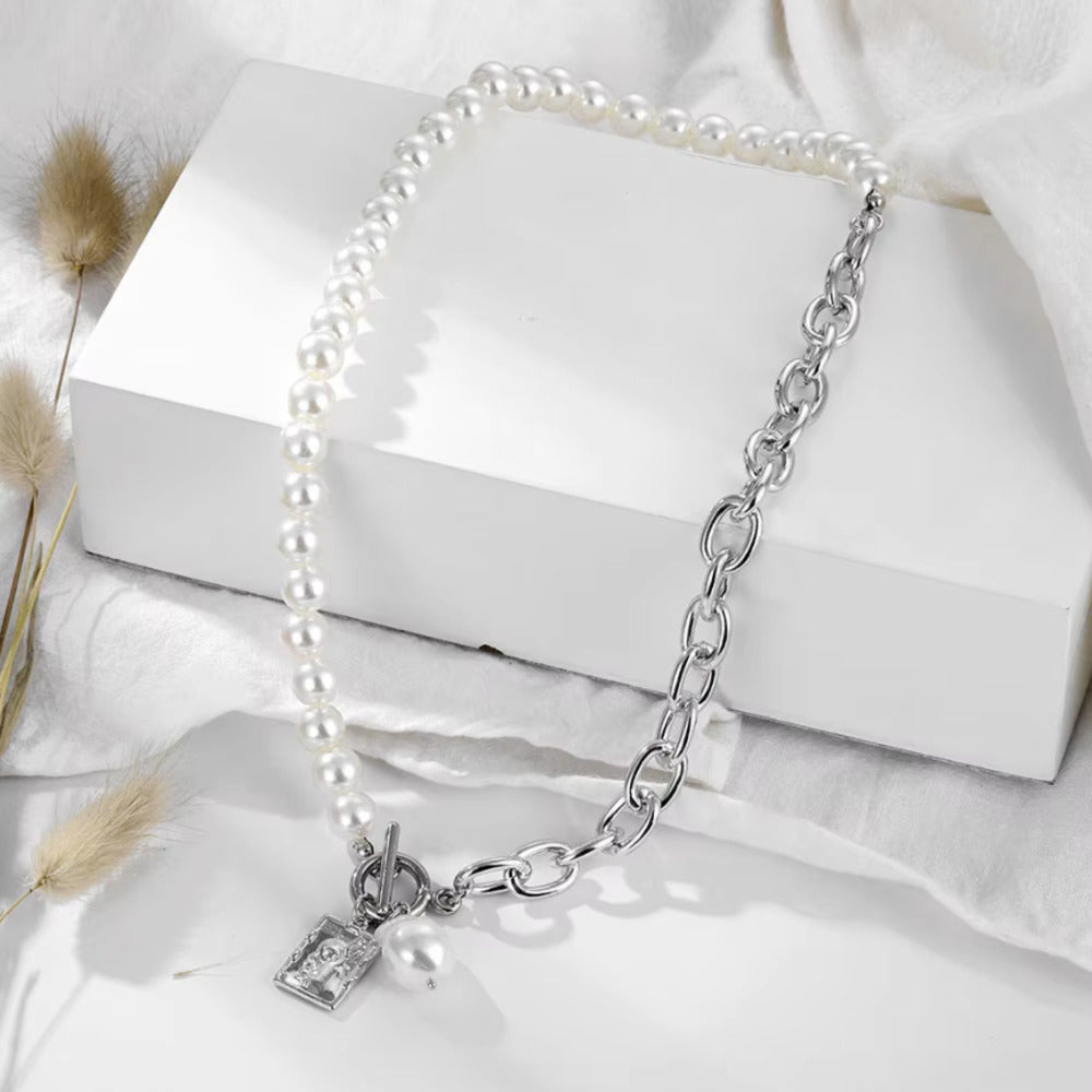 Women's Double Layered Boho Pearl Drop And Baroque Necklace