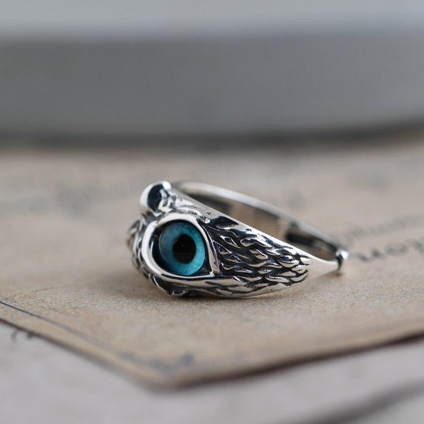 Adjustable Silver Opal Owl Ring