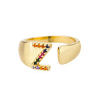 Zen - Gold Stainless Steel Initial Ring