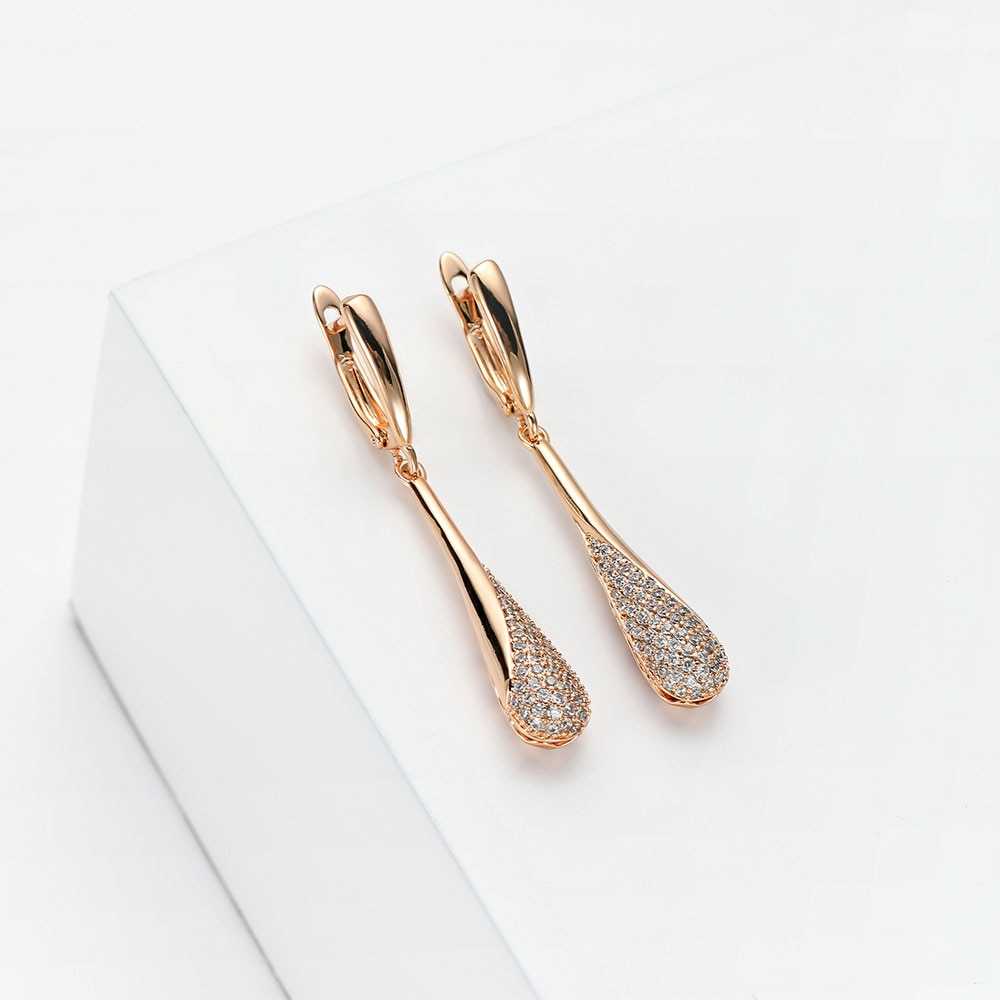 Women's Tear Drop Shaped Hoop Dangle Earrings With Crystals