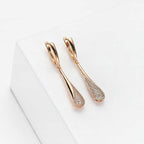 Women's Tear Drop Shaped Hoop Dangle Earrings With Crystals