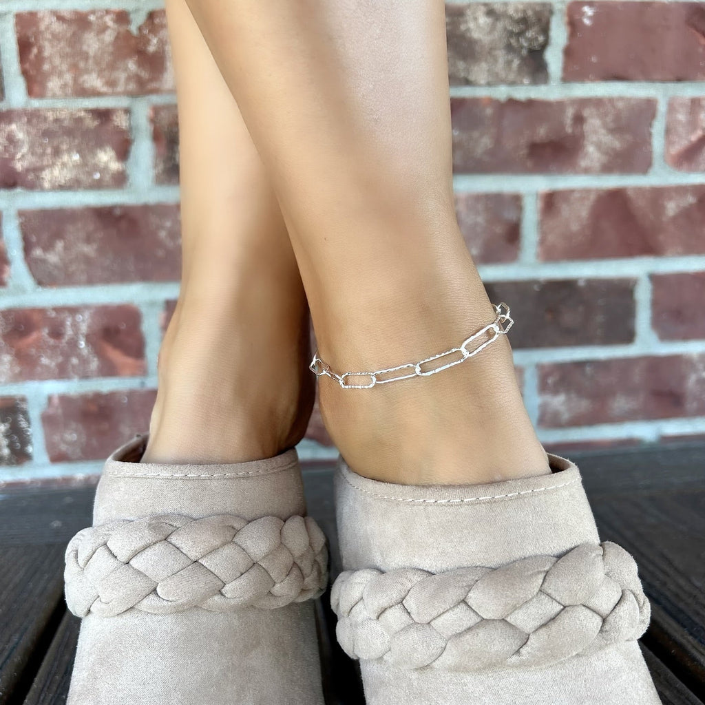 Hammered Paperclip Anklet