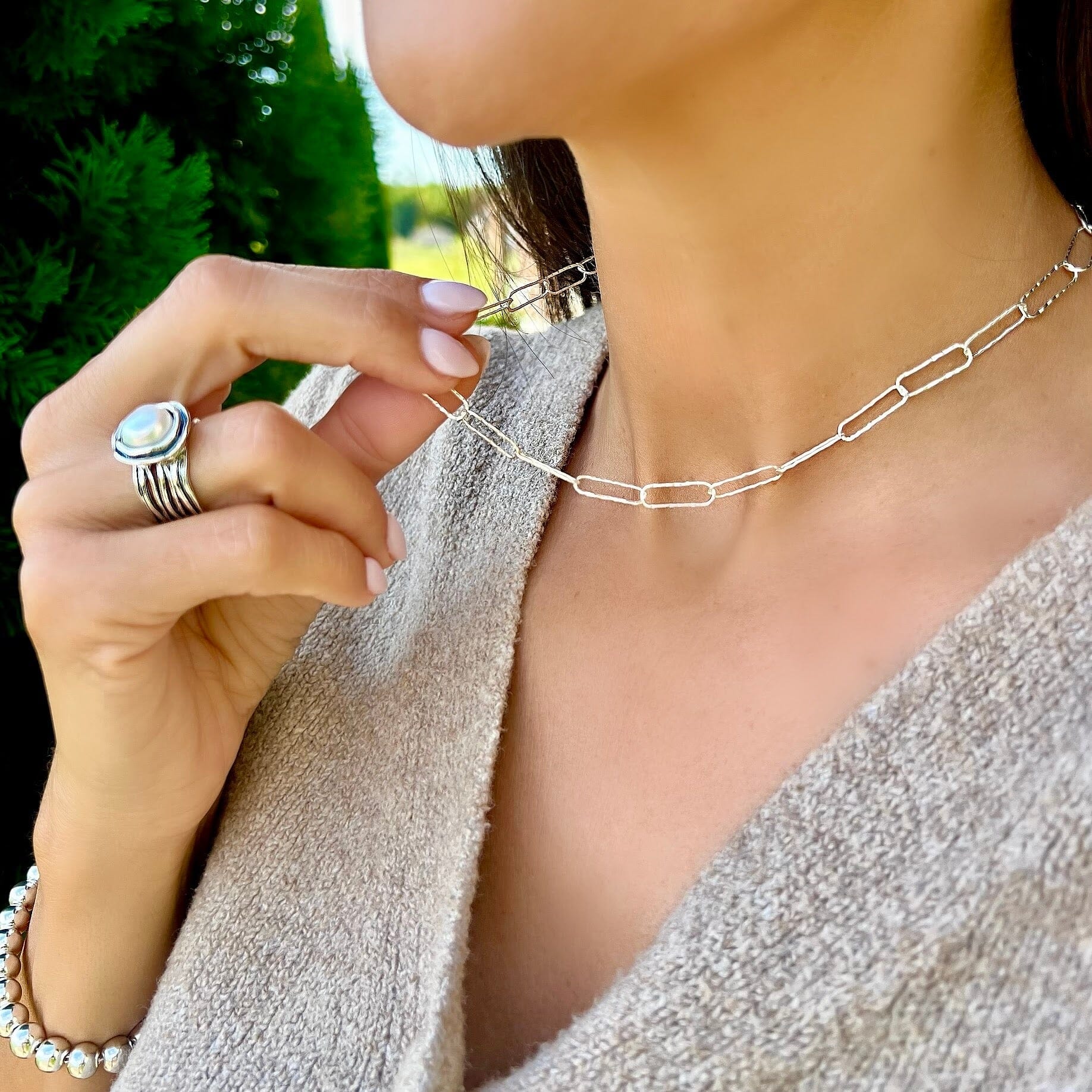 Hammered Paperclip Chain