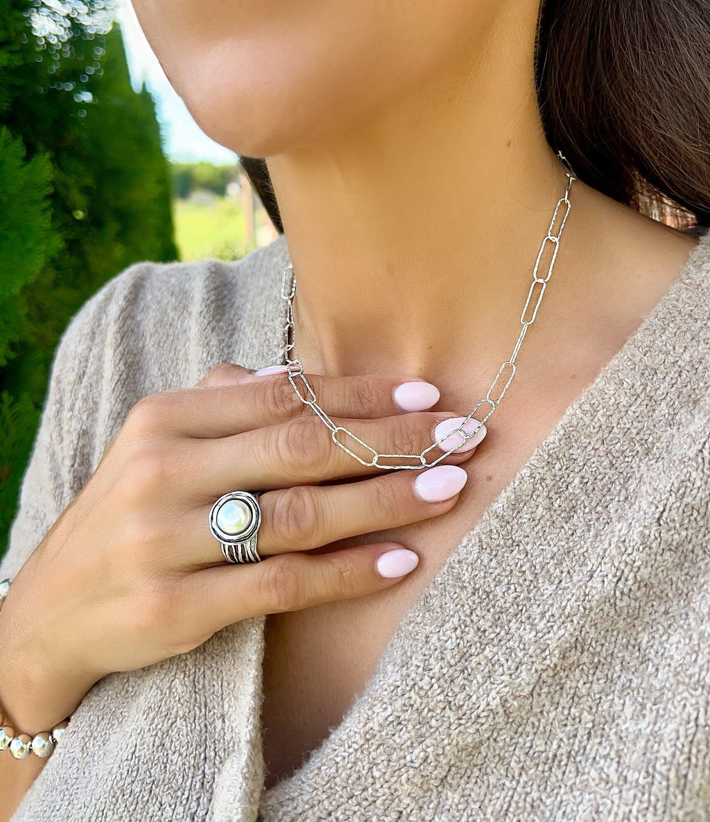 Hammered Paperclip Chain