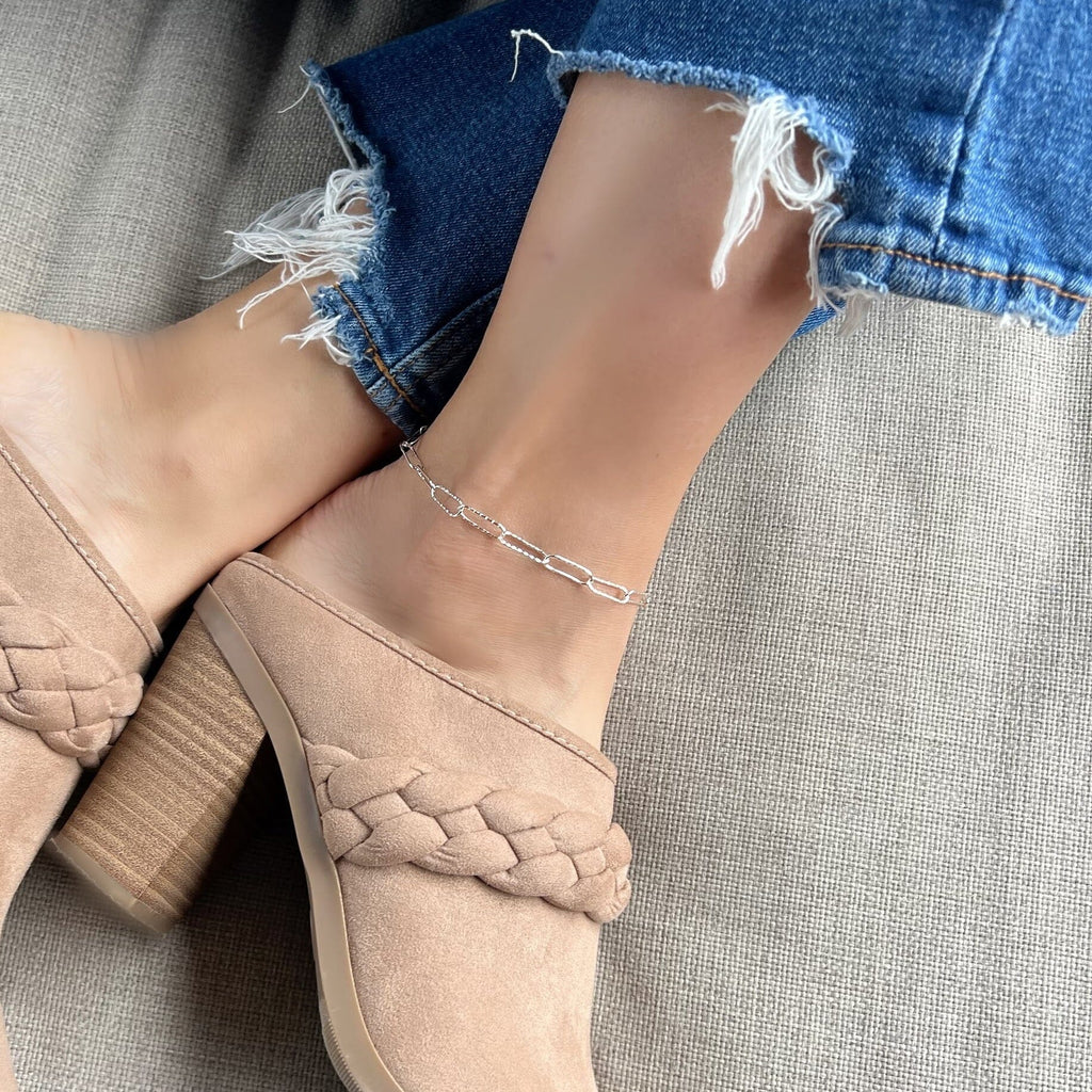Hammered Paperclip Anklet