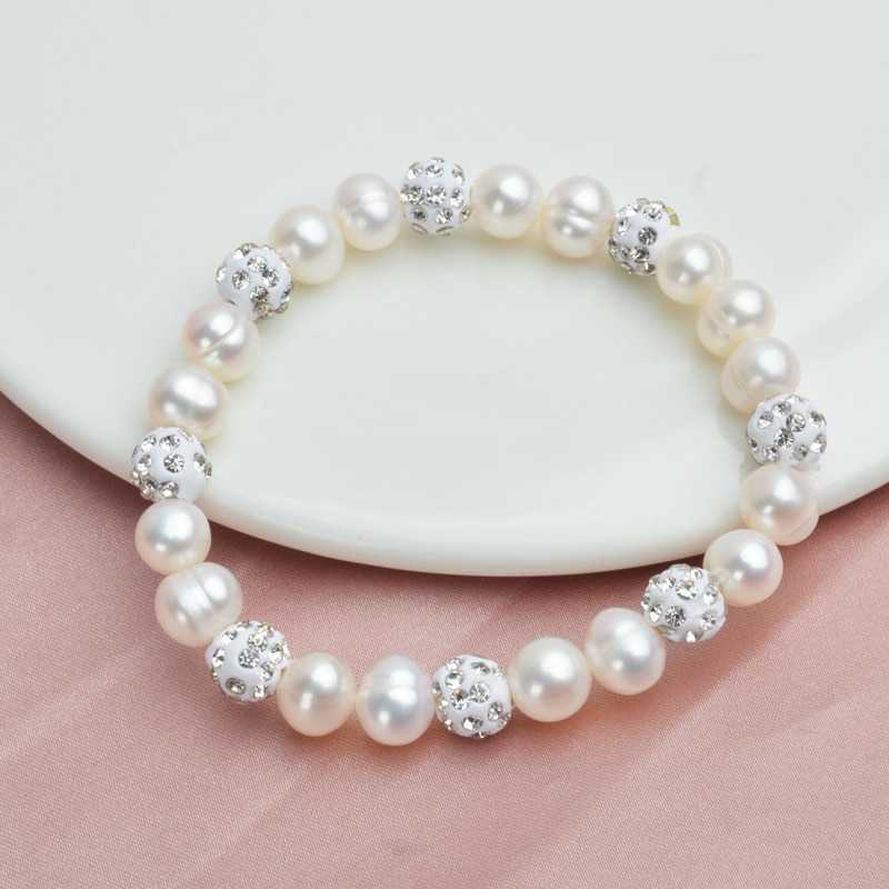 Women's Freshwater Pearl Bracelet Studded With Cubic Zirconia