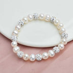 Women's Freshwater Pearl Bracelet Studded With Cubic Zirconia
