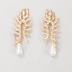 Coral Earrings with Freshwater Pearl Finish