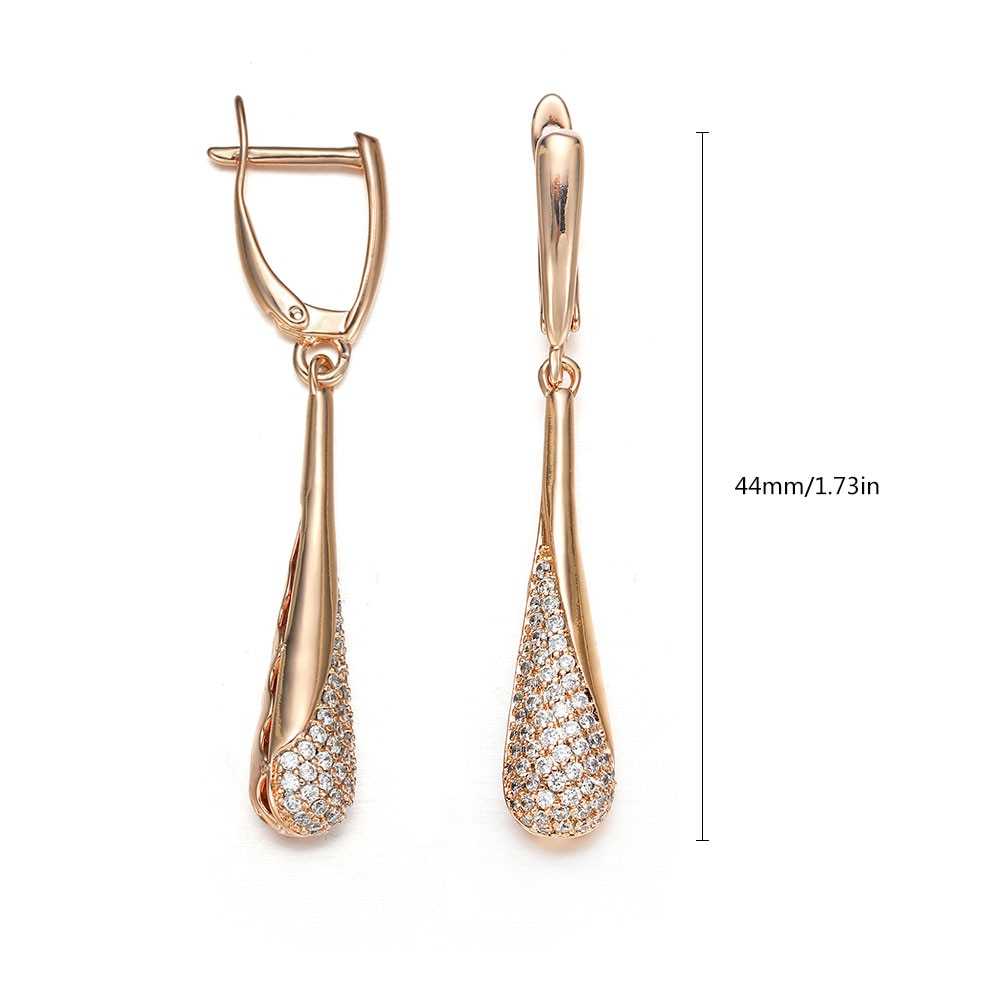 Women's Tear Drop Shaped Hoop Dangle Earrings With Crystals