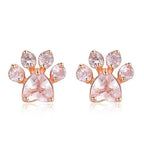 Women's Rose Gold Plated Rhinestone Paw Pendant Jewelry Set
