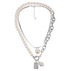 Women's Double Layered Boho Pearl Drop And Baroque Necklace