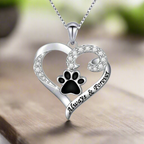 Dog Paw Necklace – Heart Design in Stainless Steel