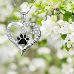 Dog Paw Necklace – Heart Design in Stainless Steel