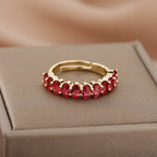 Adjustable Red Zirconia Ring in Gold