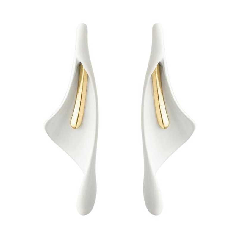 Women's Ceramic Lily Flower Stud Earrings With Pushback Closure