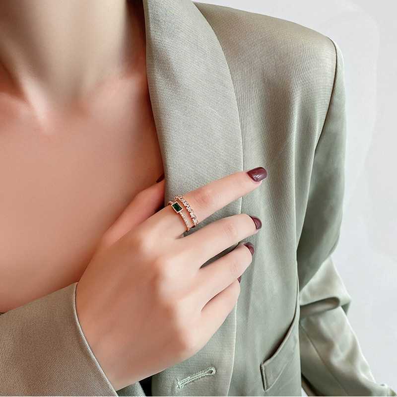 Women's Adjustable Crystal Ring Studded With Cubic Zirconia