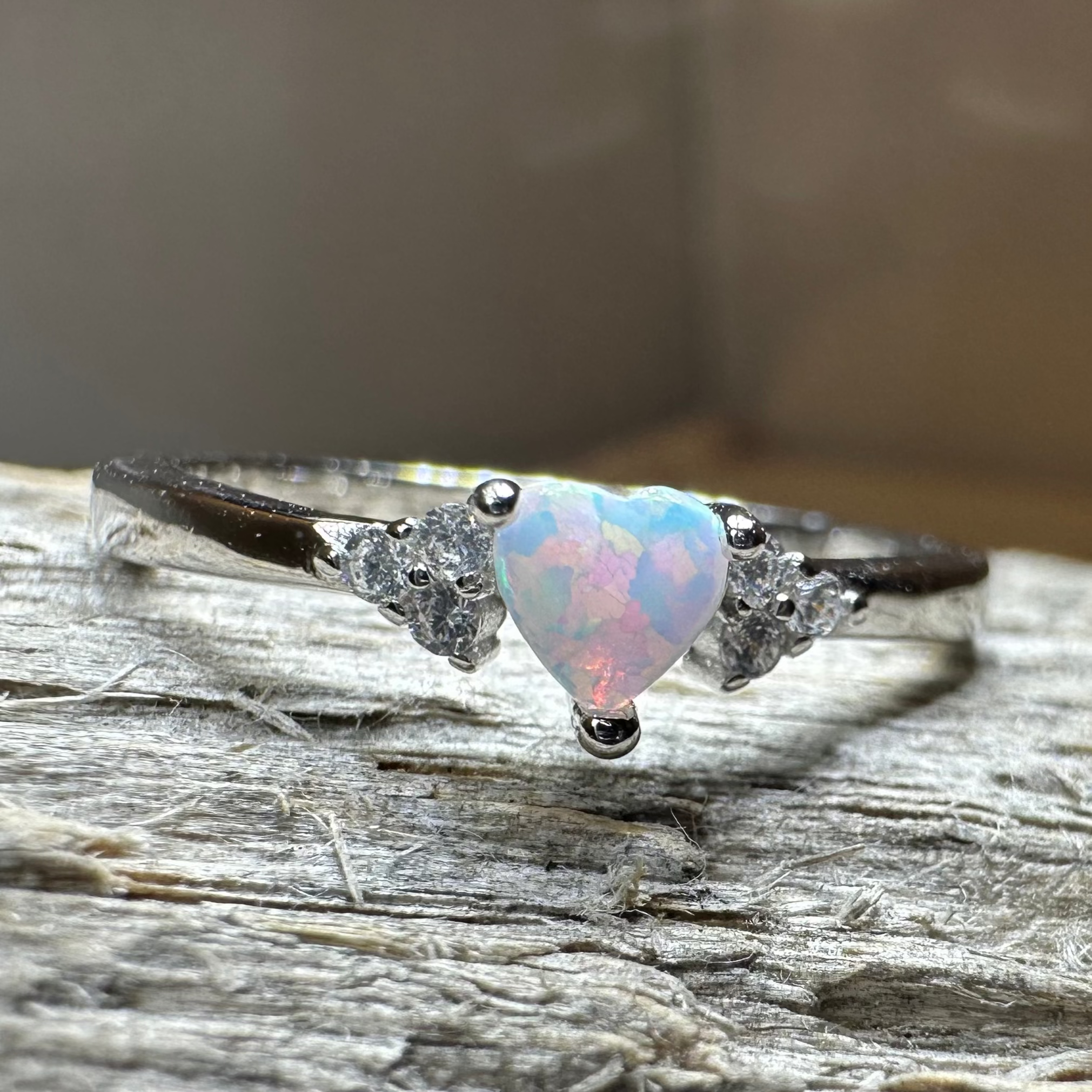 Petite Opal Heart Ring