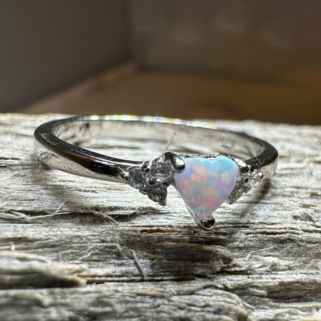Petite Opal Heart Ring