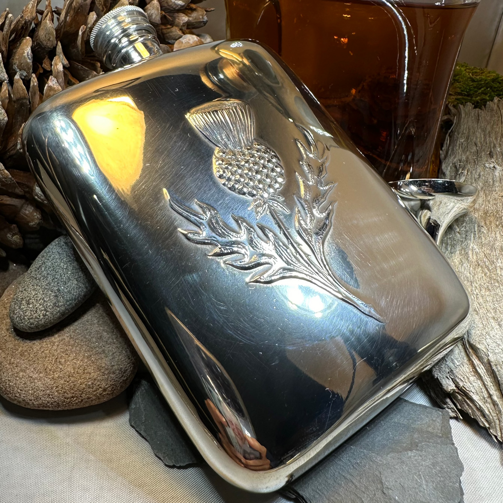 Scottish Thistle Pewter Hip Flask