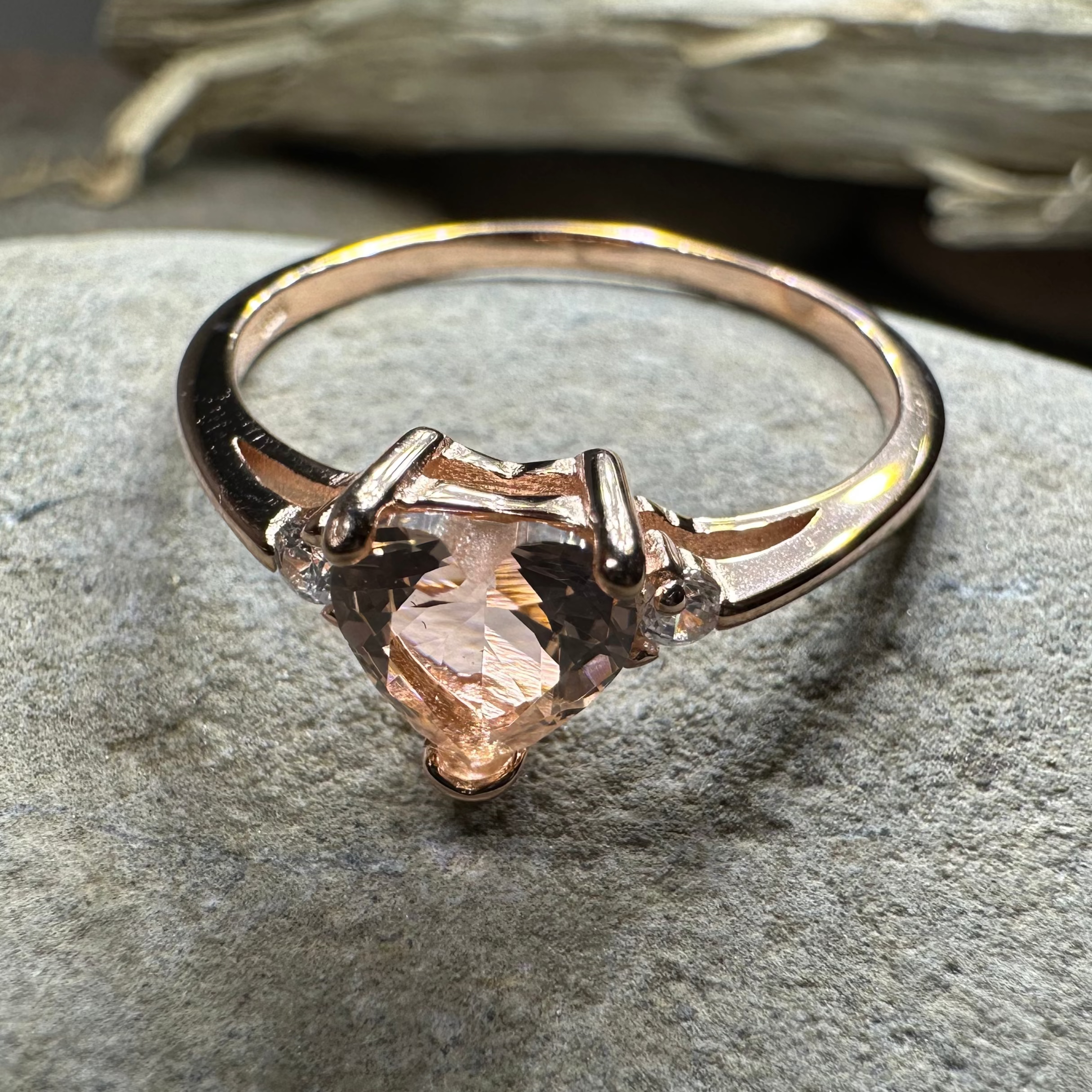 Pink Topaz Heart Ring