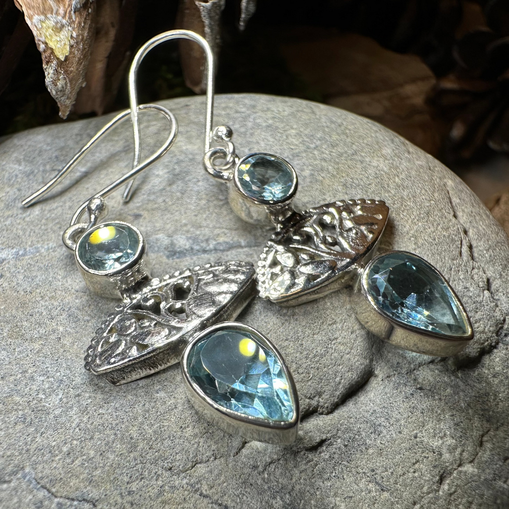 Celtic Morning Blue Topaz Earrings