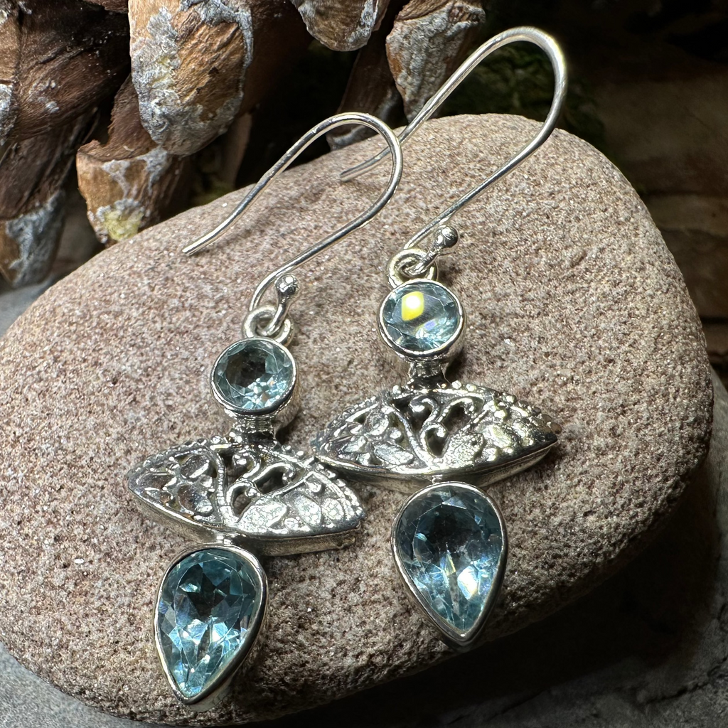 Celtic Morning Blue Topaz Earrings