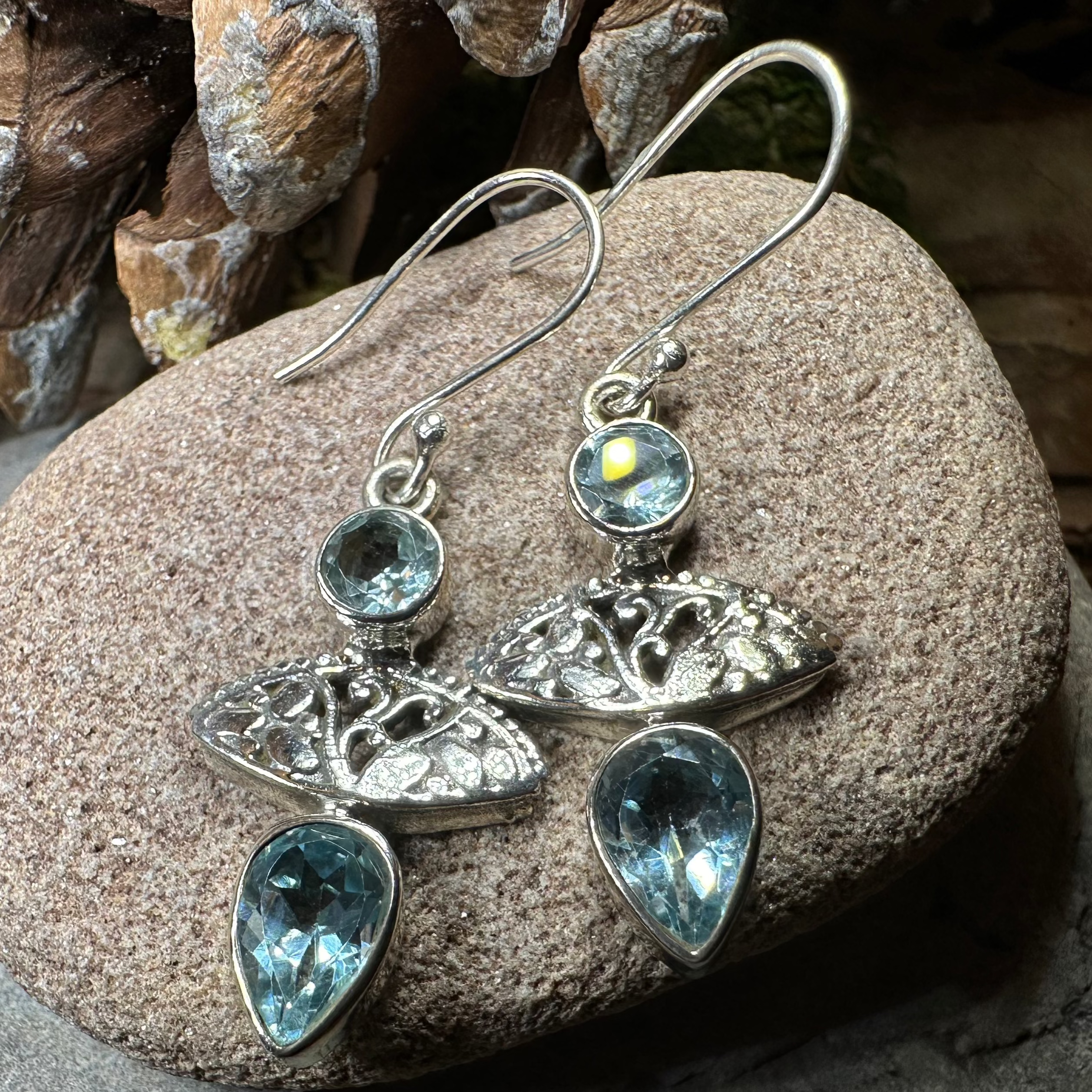 Celtic Morning Blue Topaz Earrings