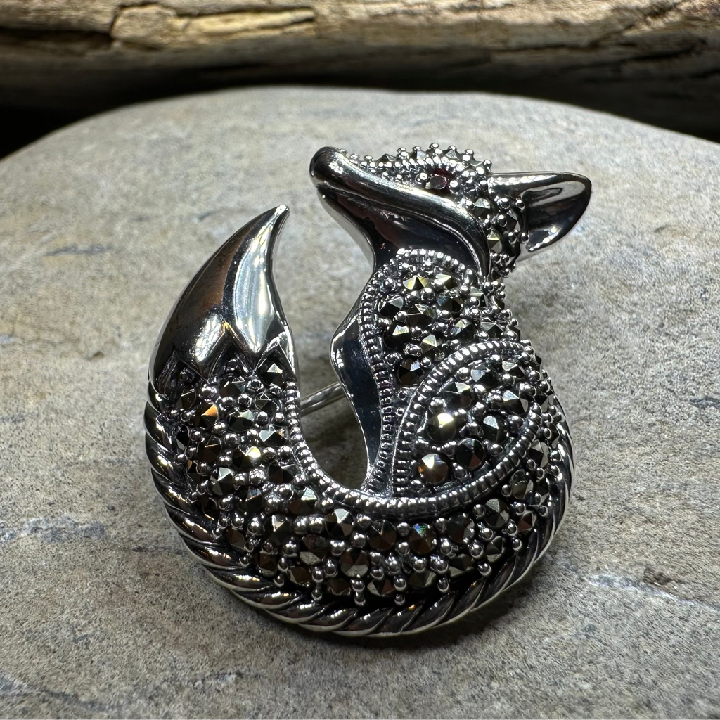 Marcasite Fox Brooch