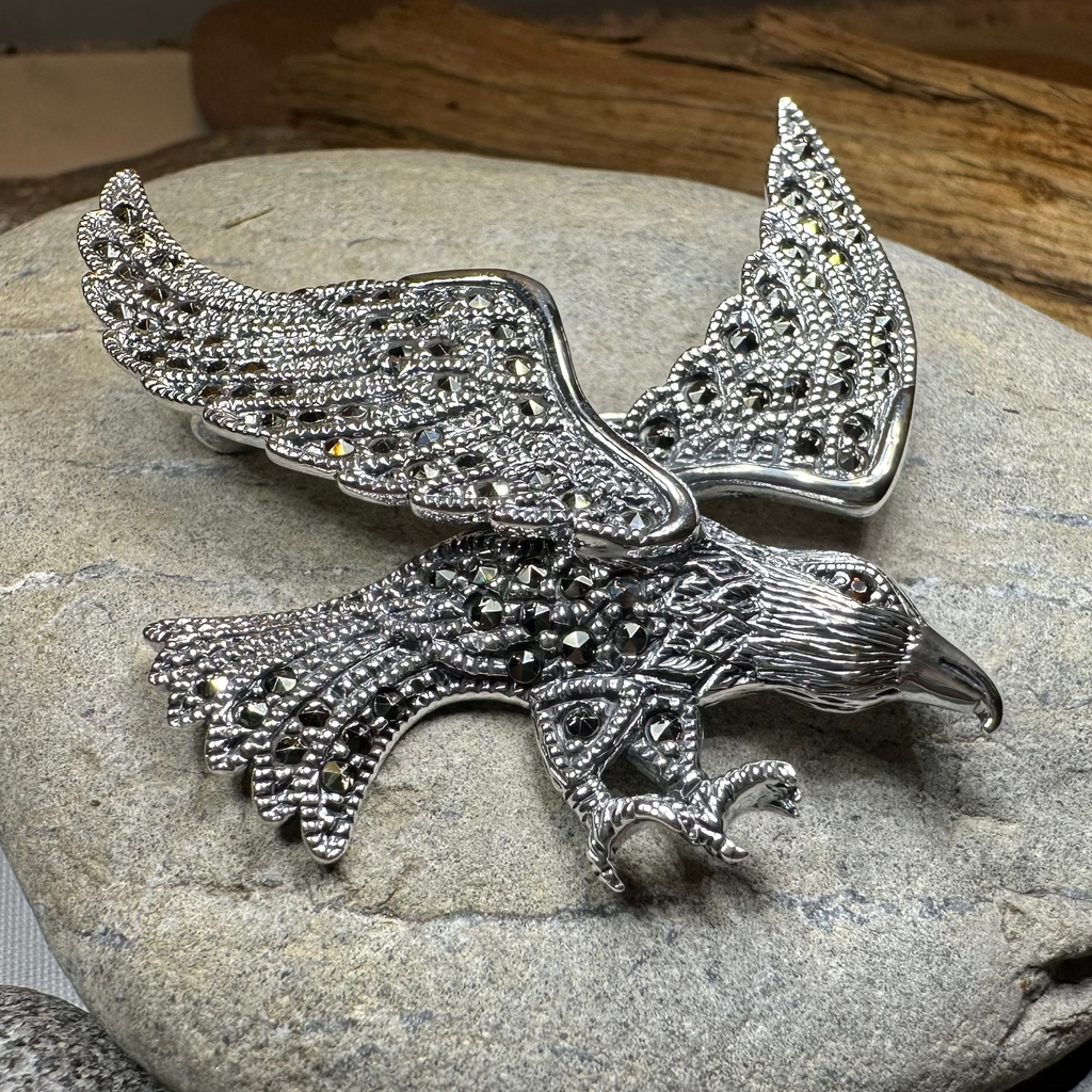 Glorious Marcasite Eagle Necklace & Brooch