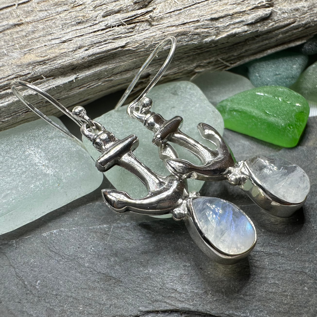 Moonstone Anchor Earrings