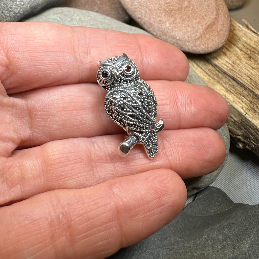 Keena Marcasite Owl Necklace & Brooch