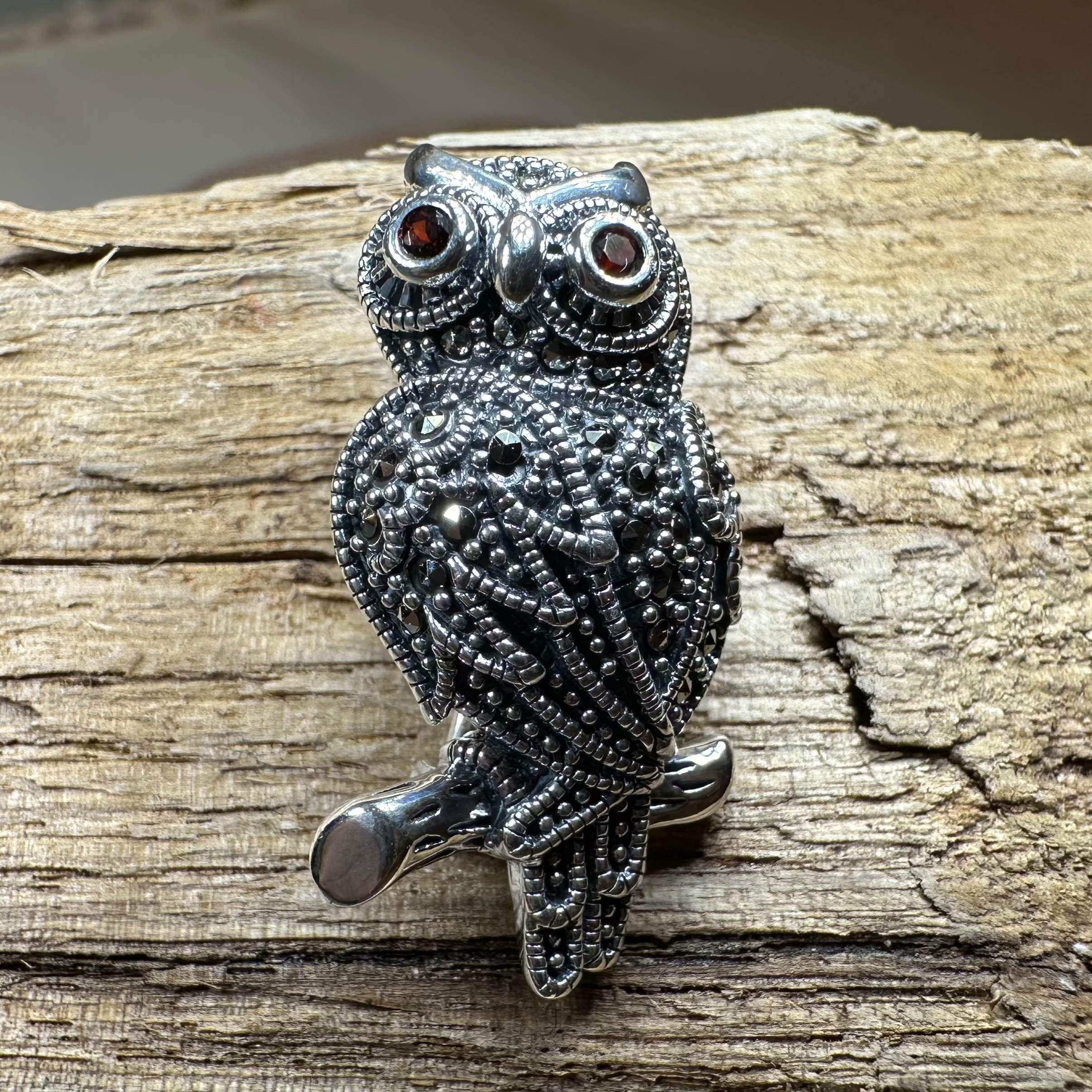 Keena Marcasite Owl Necklace & Brooch