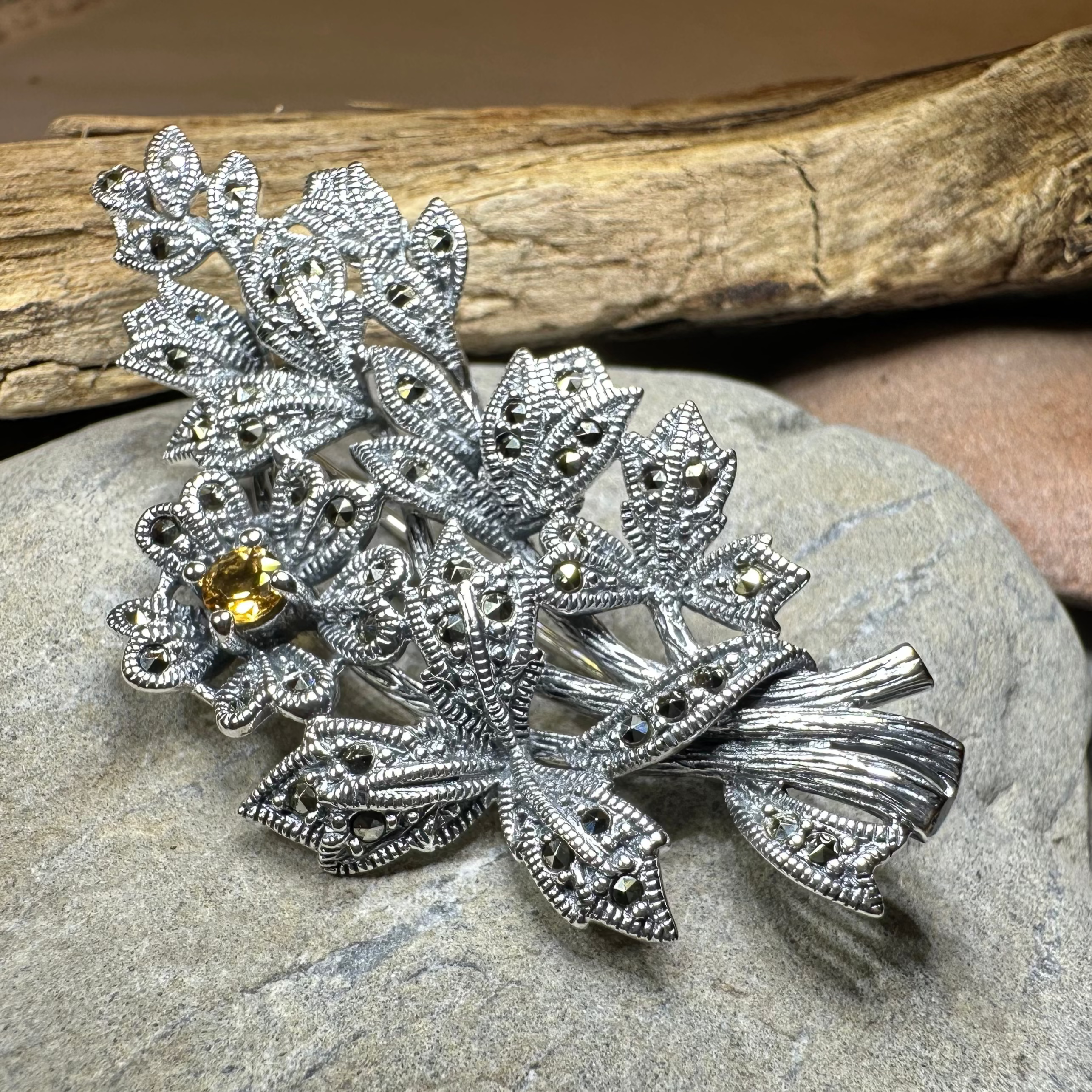 Marcasite Sweet Blossom Brooch