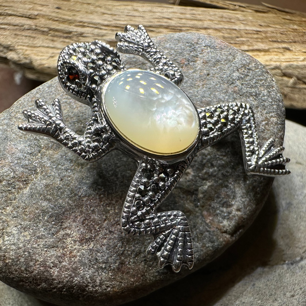 Marcasite Frog Brooch
