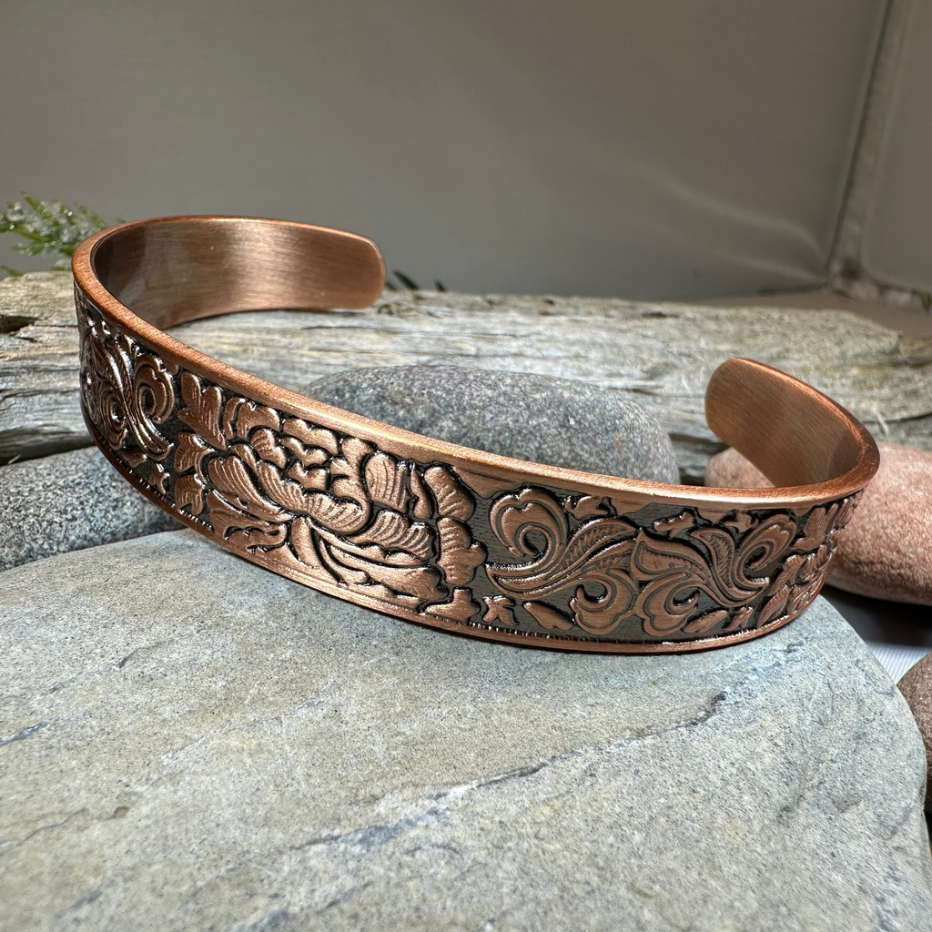 Peony Passion Copper Cuff Bracelet