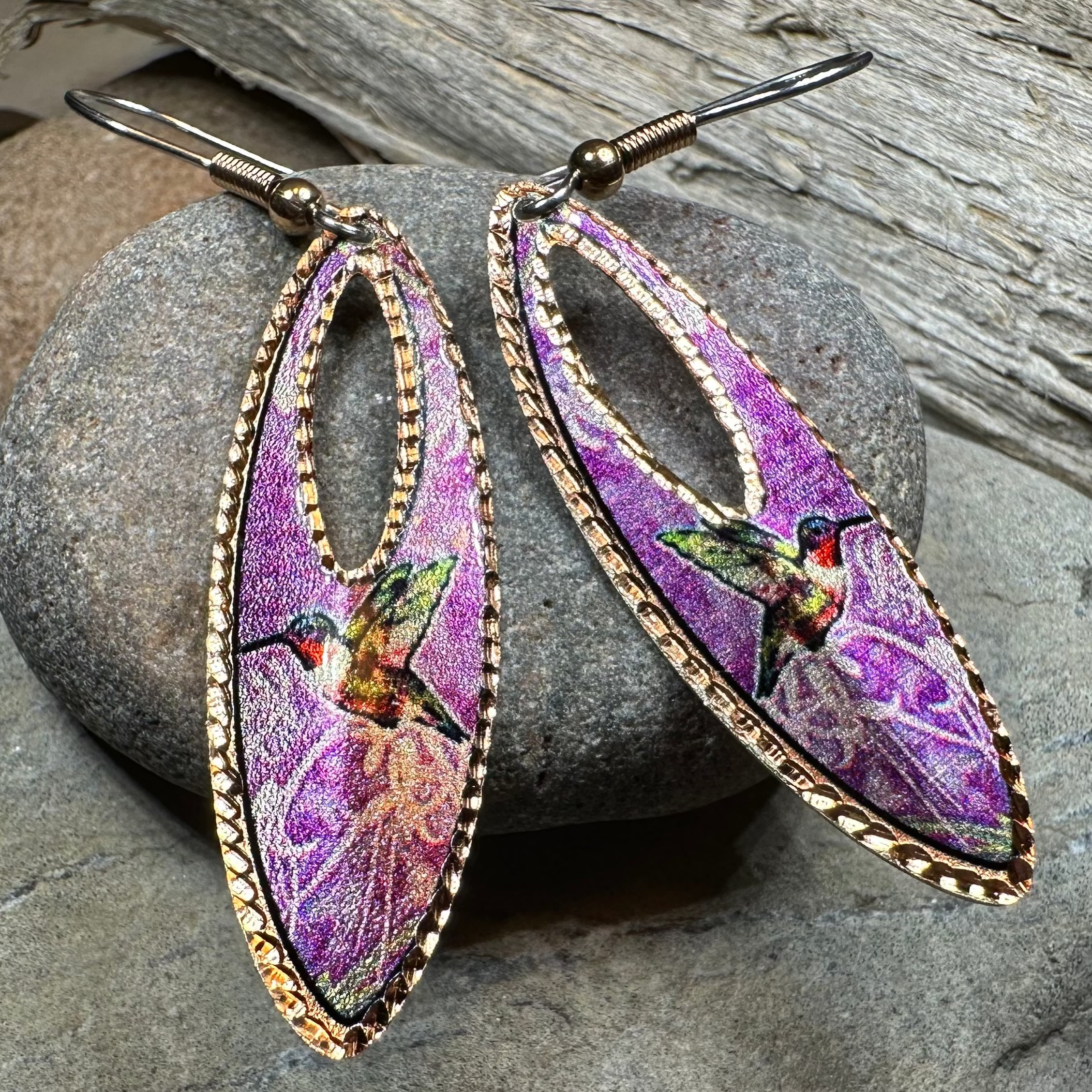 Joyful Hummingbird Copper Earrings