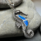 Blue Opal Seahorse Necklace