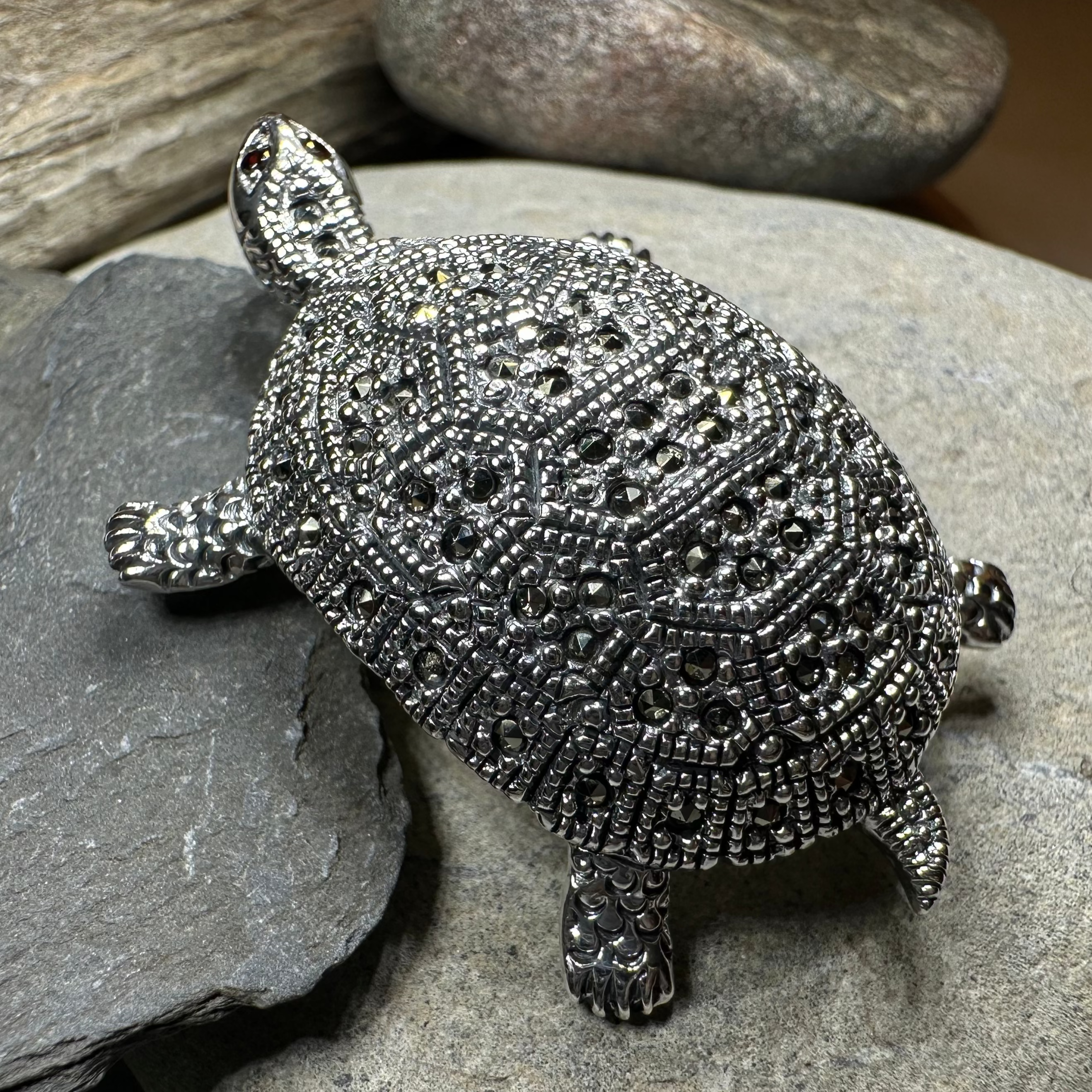 Esme Marcasite Turtle Brooch