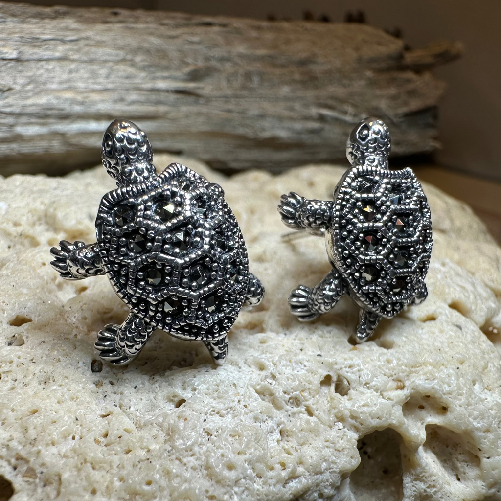 Marcasite Turtle Post Earrings