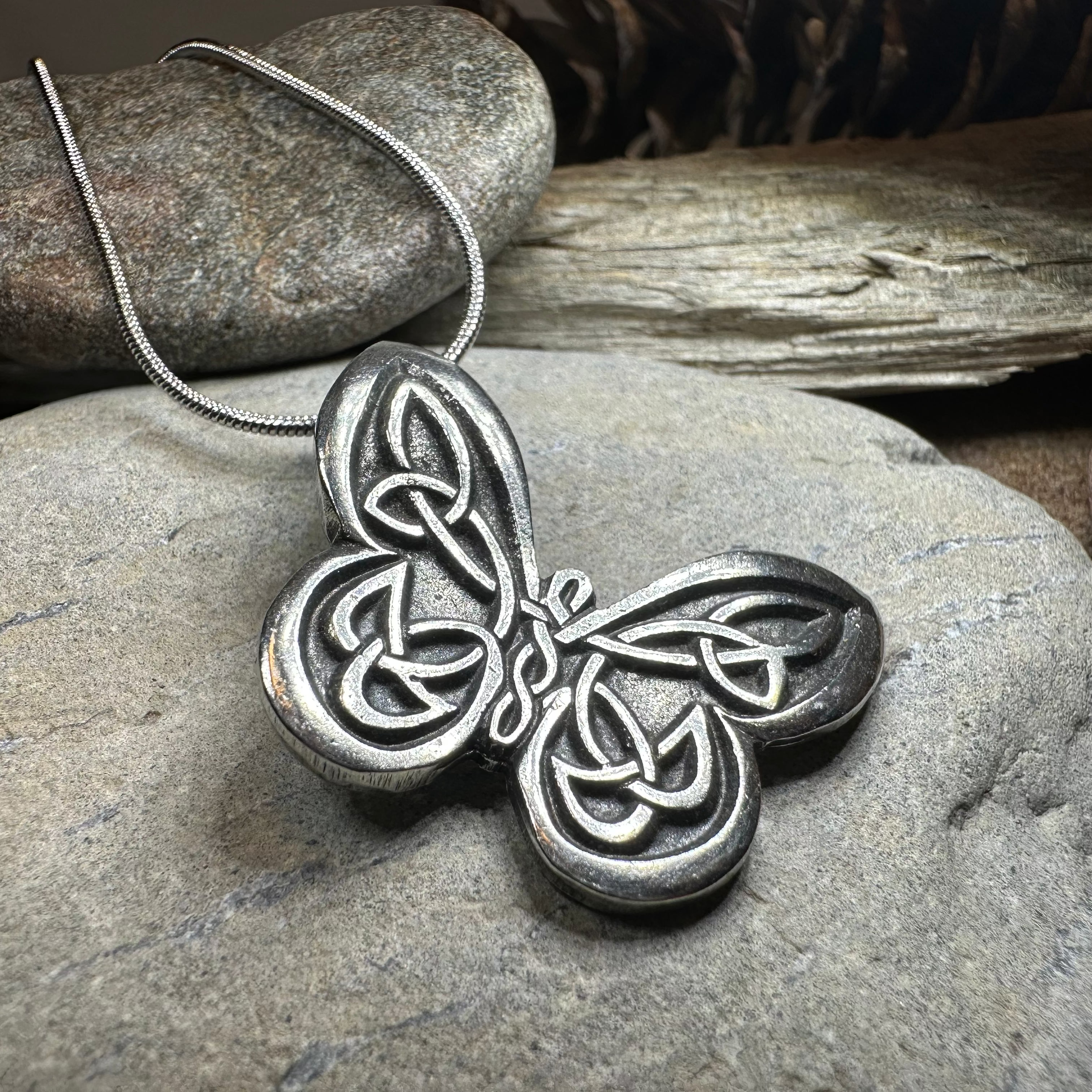 Celtic Butterfly Pewter Necklace