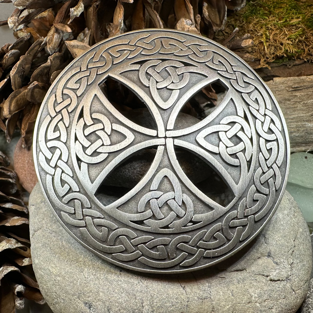 Large Celtic Cross Tartan Pin
