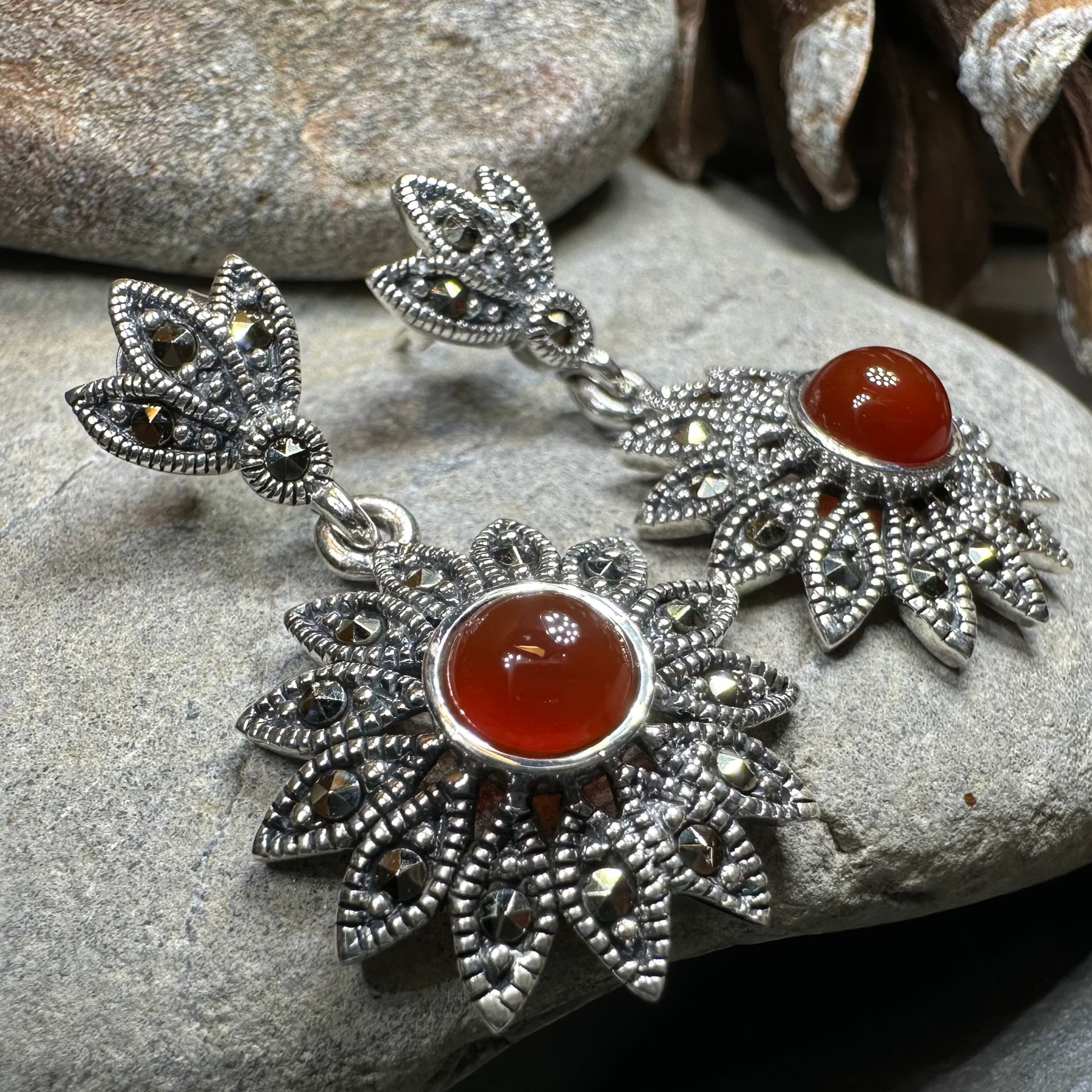 Serene Marcasite Flower Earrings