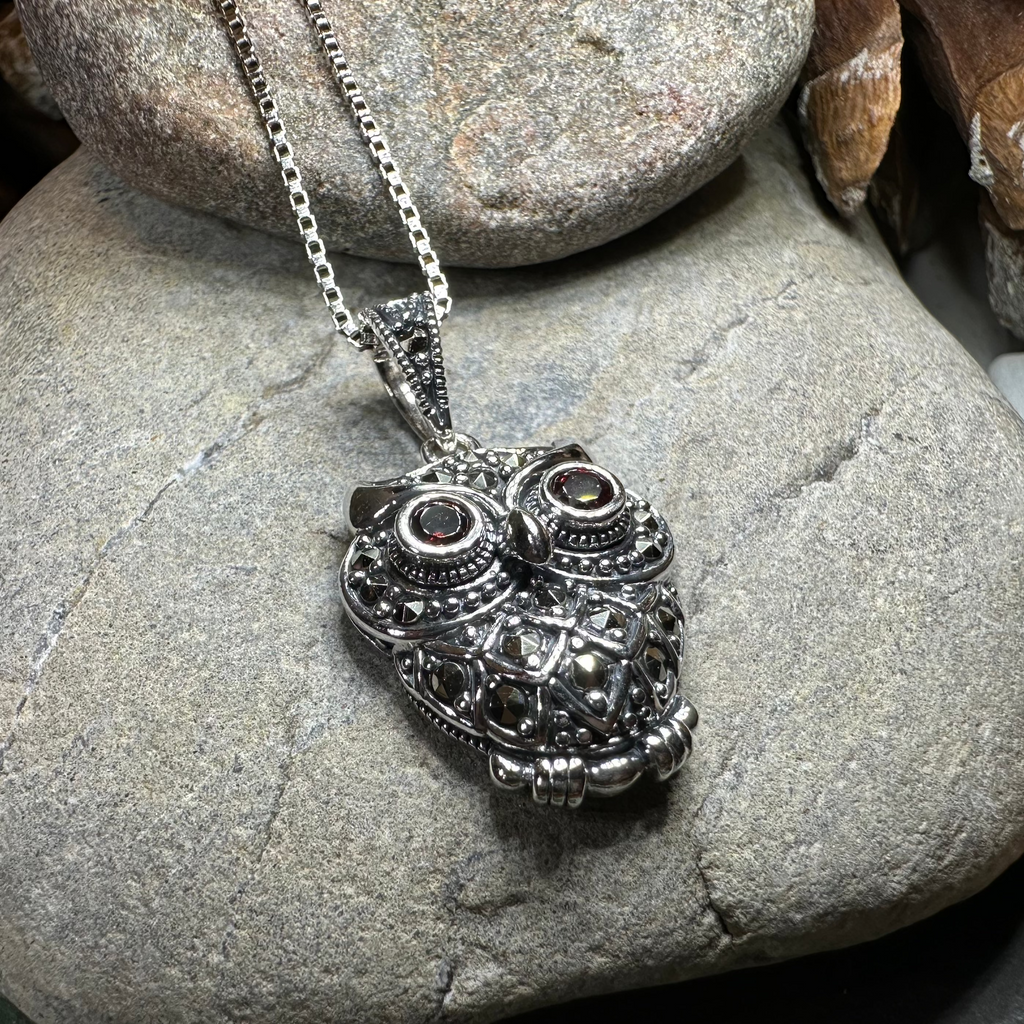 Halloway Marcasite Owl Necklace