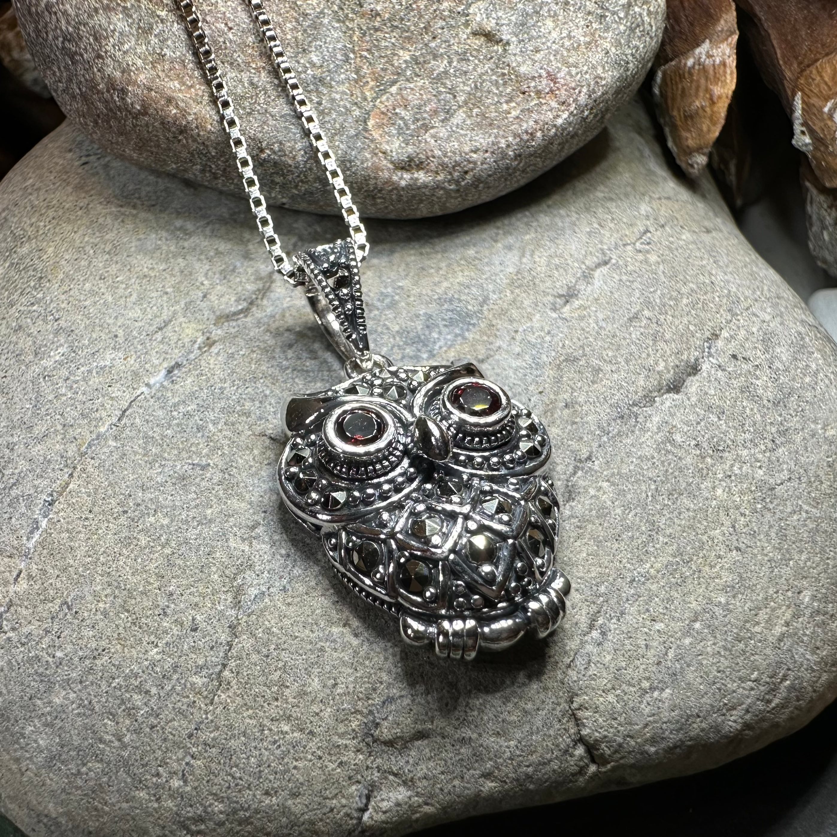 Halloway Marcasite Owl Necklace