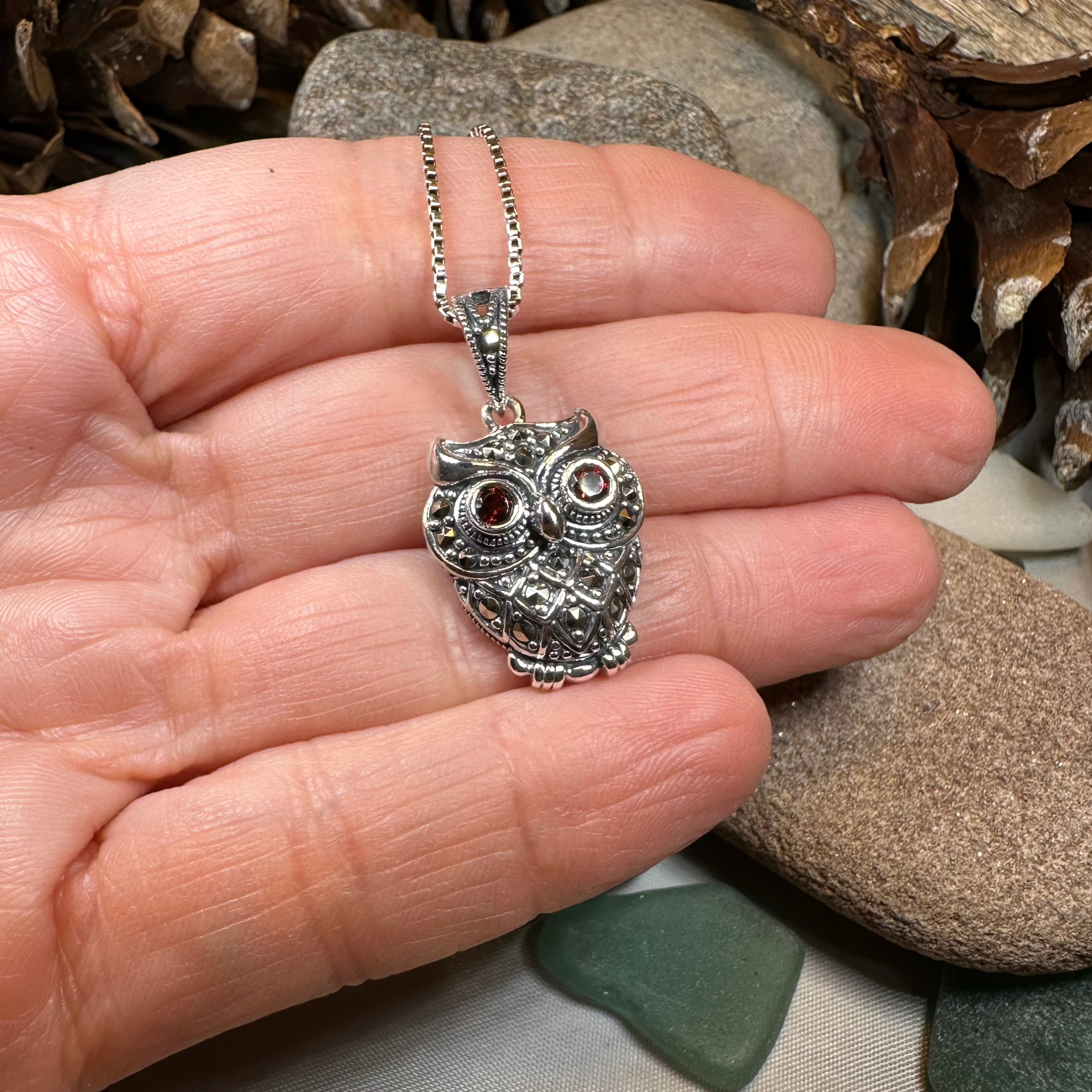 Halloway Marcasite Owl Necklace