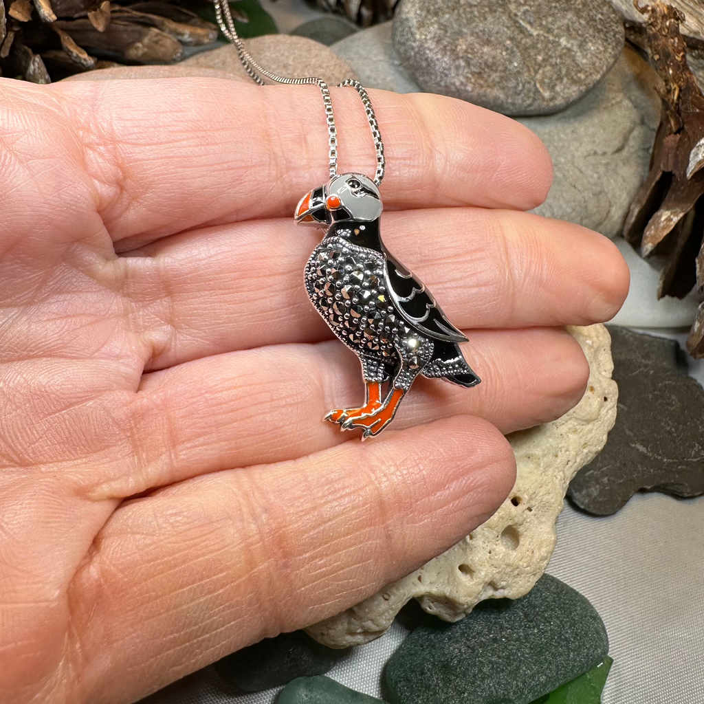 Coastal Puffin Marcasite Brooch