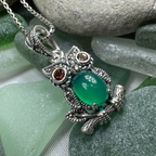Emerald Aura Owl Necklace