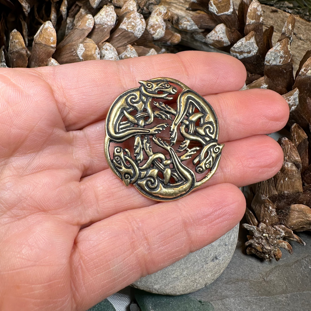 Hunting Hounds Celtic Brooch